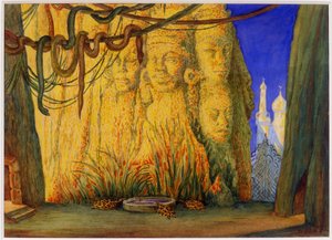 Decorontwerp voor het Ballet Blauwe God door R. Hahn door Leon Bakst