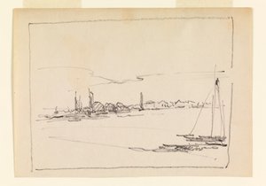Landschap met zeilboot