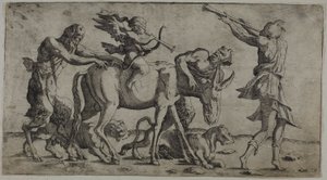 Cupido met verbonden ogen door Leon Davent