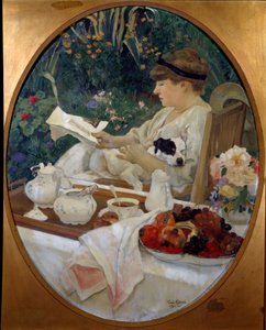 De thee in de tuin (schilderij door Leon Carre)