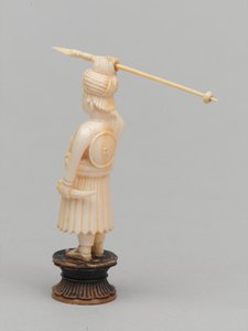 Zwarte pion, schaakstuk, India, circa 1820