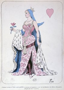 La Castiglione gekleed als de Hartenkoningin voor een bal op het ministerie van Buitenlandse Zaken in Parijs door Leon Lebegue