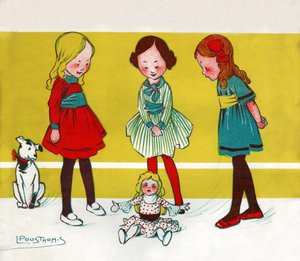 Meisjes die met poppen spelen door Leon Pousthomis