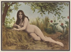 Zomer, vrouw liggend in het hooi door Leon Printemps