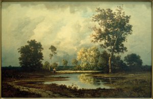 Landschap met vijver door Leon Richet