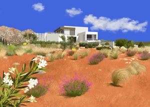 Stavros, Kreta, 2025 (digitaal schilderij) door Leona Tsiara