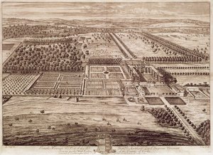 Uitzicht op Temple Newsam House vanuit het oosten (gravure) door Leonard (after) Knyff