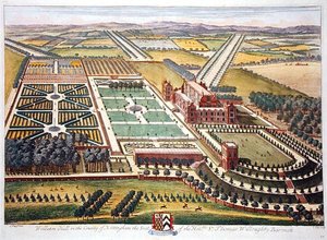 Wollaton Hall in het graafschap Nottingham, gegraveerd door Johannes Kip door Leonard (after) Knyff