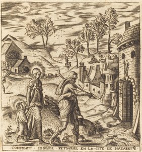 Jozef, Maria en Jezus keren terug naar Nazareth door Leonard Gaultier