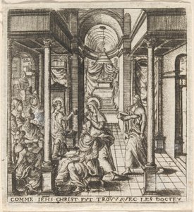 Maria en Jozef vinden de jongen Jezus in de tempel met de dokters