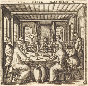 De bruiloft te Kana (Christus verandert water in wijn) door Leonard Gaultier