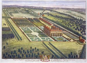 Hamstead Marshall in het graafschap Berkshire, gegraveerd door Johannes Kip