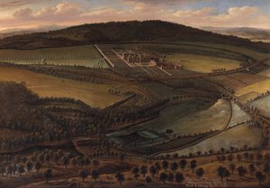 Het noordelijke uitzicht van Hampton Court, Herefordshire door Leonard Knyff