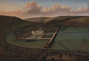 Het zuidoostelijke uitzicht van Hampton Court, Herefordshire door Leonard Knyff