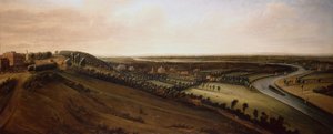 Uitzicht vanaf de zijkant van Richmond Hill richting het nieuwe park van de graaf van Rochester door Leonard Knyff