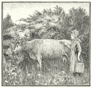 Cushy koe bonny, laat je melk zakken (gravure) door Leonard Leslie Brooke