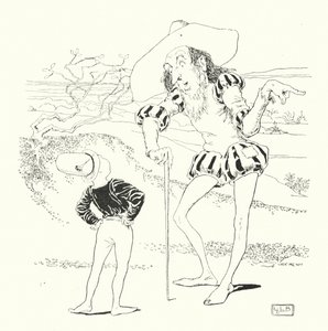 De man in de wildernis vroeg me, hoeveel aardbeien groeiden er in de zee (gravure) door Leonard Leslie Brooke