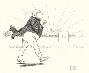 Er was een man, en hij had niets, en rovers kwamen om hem te beroven (gravure)