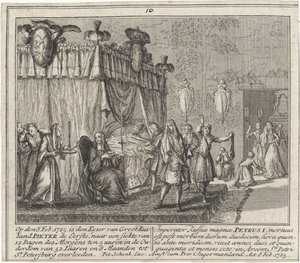 De Dood van Peter de Grote op 8 februari 1725 door Leonard Schenk