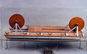 Rivier bagger, model van Leonardo da Vinci (1452-1519). Museum voor Wetenschap en Technologie, Milaan