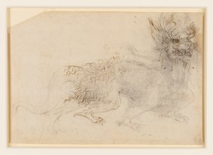 Een ontwerp voor een drakenkostuum door Leonardo da Vinci