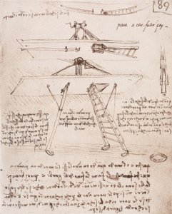 Start- en landingsapparaat van een vliegmachine door Leonardo da Vinci