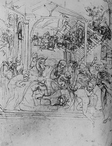 Aanbidding van de Koningen: Compositieschets, 1478-1481 1945