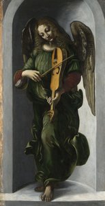 Een engel in groen met een vedel, c. 1490-1499 door Leonardo da Vinci,