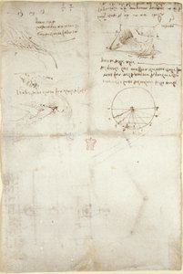 Drie notities en schetsen over water; een diagram over de vlucht van vogels, c.1500-5