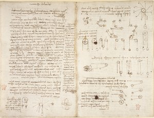 Aantekeningen en diagrammen over mechanica, getiteld 