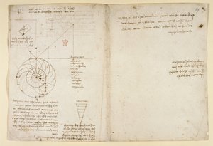 Schets van een oog en een neus in profiel; notities over water, uit 