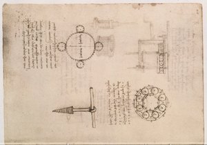 Codex Madrid I f.20, mechanische studies door Leonardo da Vinci