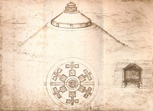 Ontwerp voor een mausoleum door Leonardo da Vinci