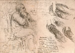 Tekening die de weergave van haar dat in krullen valt illustreert, c1472-c1519 1883