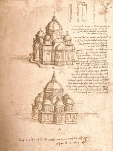 Tekening van kerken, ca. 1472-ca. 1519 door Leonardo da Vinci