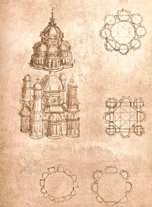 Tekening van kerken, ca. 1472-ca. 1519 1883 door Leonardo da Vinci