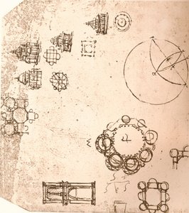 Tekening van kerkelijke architectuur, ca. 1472-1519 door Leonardo da Vinci