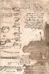 Tekening van muziekinstrumenten en andere objecten, ca. 1472-ca. 1519, 1883 door Leonardo da Vinci