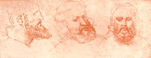 Tekening van oosterse hoofden, in rood krijt, ca. 1472-ca. 1519