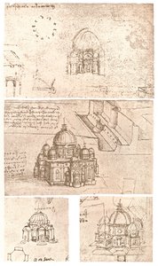 Vier tekeningen van kerkelijke architectuur, c1472-c1519 1883 door Leonardo da Vinci