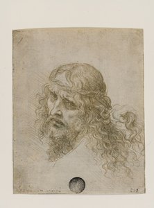 Hoofd van Christus gekroond met doornen, ca. 1500 door Leonardo da Vinci