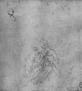 Madonna en Kind met de jonge St. Jan en een Engel, ca. 1475 door Leonardo da Vinci