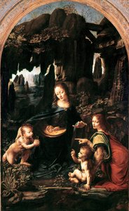 Madonna van de Rotsen, ca. 1483-94 (olieverf op paneel overgebracht op doek)