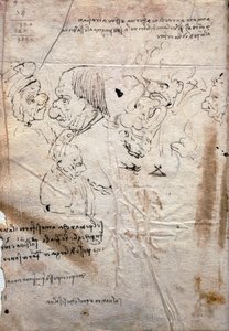 Mannelijke karikaturen en bibliotheeklijst, Codex Trivulzianus door Leonardo da Vinci