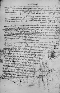 Pagina met tekst en schetsen van landschap, ca. 1480