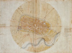 Plattegrond van Imola door Leonardo da Vinci