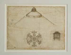 Project voor een centraal plan graftombe;elevatie ... door Leonardo da Vinci