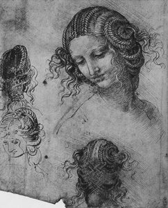 Studies van een vrouwenhoofd en kapsel, c1480 1945
