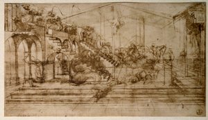 Studie voor de Aanbidding der Wijzen door Leonardo da Vinci
