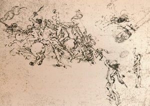 Studie voor de cartoon van de Slag bij Anghiari